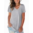 thumbnail image 1 of Women's T Shirt V-Neck Short Sleeve Shirt Classic-Fit Casual Breathable Tee Summer Basic Tops, 1 of 4