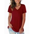 thumbnail image 1 of Women's T Shirt V-Neck Short Sleeve Shirt Classic-Fit Casual Breathable Tee Summer Basic Tops, 1 of 4
