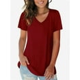 thumbnail image 1 of Women's T Shirt V-Neck Short Sleeve Shirt Classic-Fit Casual Breathable Tee Summer Basic Tops, 1 of 4