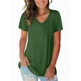 thumbnail image 1 of Women's T Shirt V-Neck Short Sleeve Shirt Classic-Fit Casual Breathable Tee Summer Basic Tops, 1 of 4