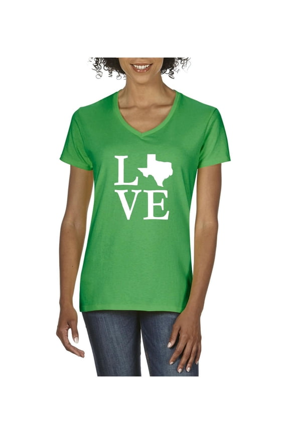 Women's T-Shirt V-Neck Short Sleeve - Texas Flag