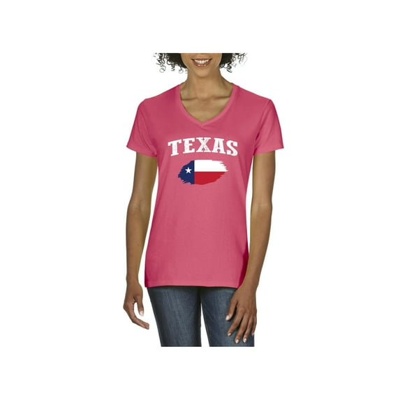 Women's T-Shirt V-Neck Short Sleeve - Texas Flag