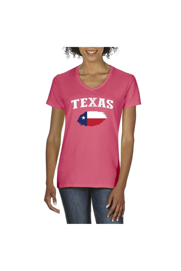 Women's T-Shirt V-Neck Short Sleeve - Texas Flag