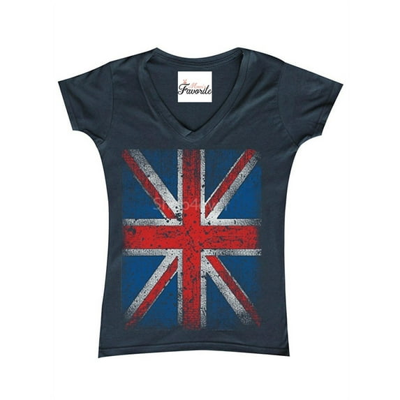 Women's T-Shirt V-Neck Short Sleeve - Union Jack British Flag
