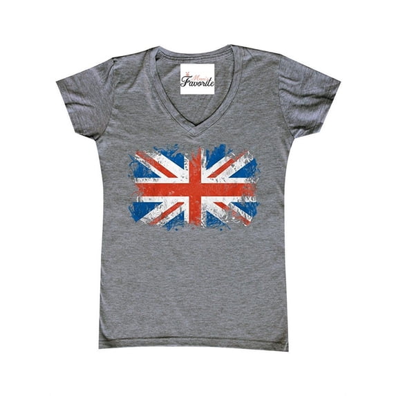 Women's T-Shirt V-Neck Short Sleeve - Union Jack British Flag