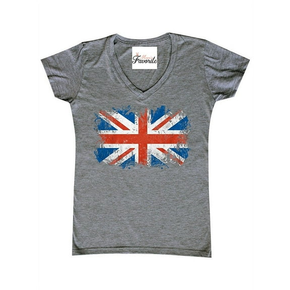 Women's T-Shirt V-Neck Short Sleeve - Union Jack British Flag