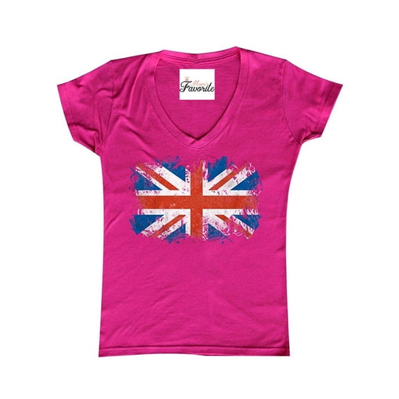 Women's T-Shirt V-Neck Short Sleeve - Union Jack British Flag