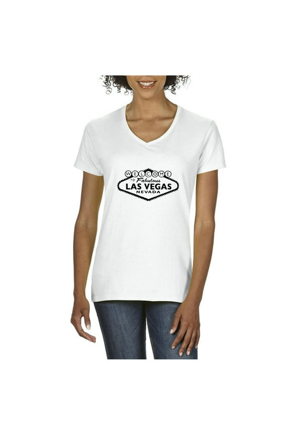 Women's T-Shirt V-Neck Short Sleeve - Welcome to Las Vegas Nevada