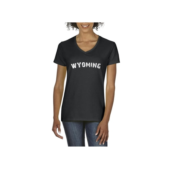Women's T-Shirt V-Neck Short Sleeve - Wyoming