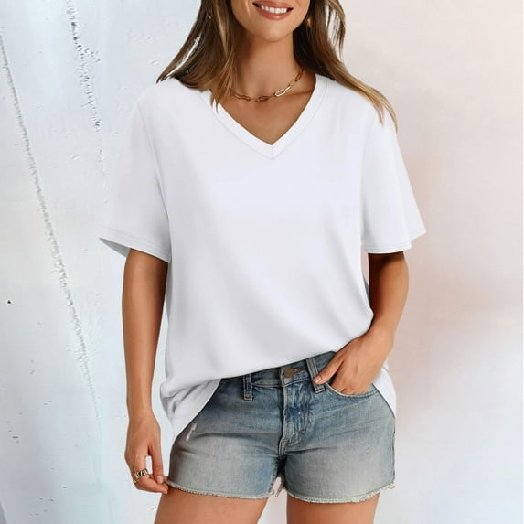 Women's T Shirt V Neck Short Sleeved Casual Loose T Shirt Top Will Be Popular In 2024 Athletic Long Sleeve Shirt Women Fitted Women T Shirt Long Sleeve Short Sleeve Tops for Women Summer Summer