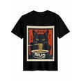 thumbnail image 1 of Women's T-Shirt Vintage Japanese Cat Quirky Black Cat Eating Ramen Short Sleeve Casual Tee Classic Crew Neck T Shirt for Women Black, XL, 1 of 7