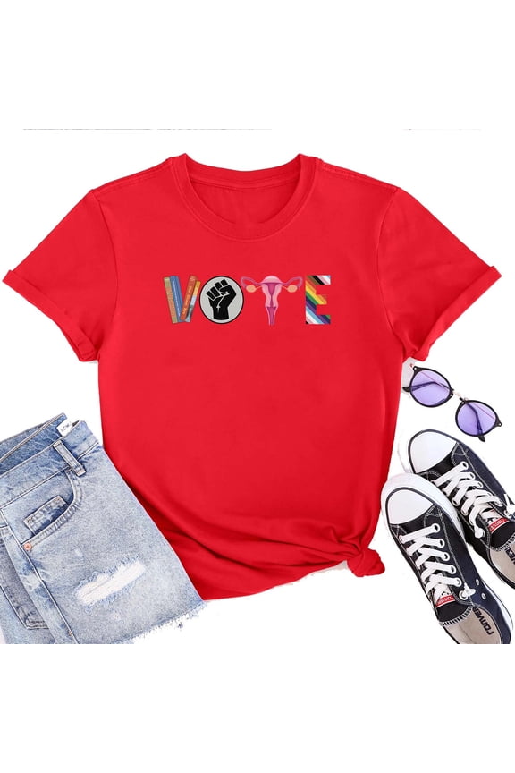 Women's T-Shirt Vote Tee Funny Graphic Banned Books T-Shirt Soft Cotton Casual Short Sleeve Top