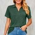thumbnail image 1 of Women's T Shirt Women's Spring And Autumn Short Sleeved Sleeves Solid Color Flip Loose Pocket T Shirt Womens Long Sleeve Tops Polyester Womens Swim Loose T Shirts Womens Solid Color Top Athletic Long, 1 of 6