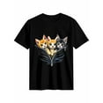 thumbnail image 1 of Women's T-Shirt Zipper Cat Cute Pet Focus Short Sleeve Casual Tee Classic Crew Neck T Shirt for Women Black, 2XL, 1 of 7