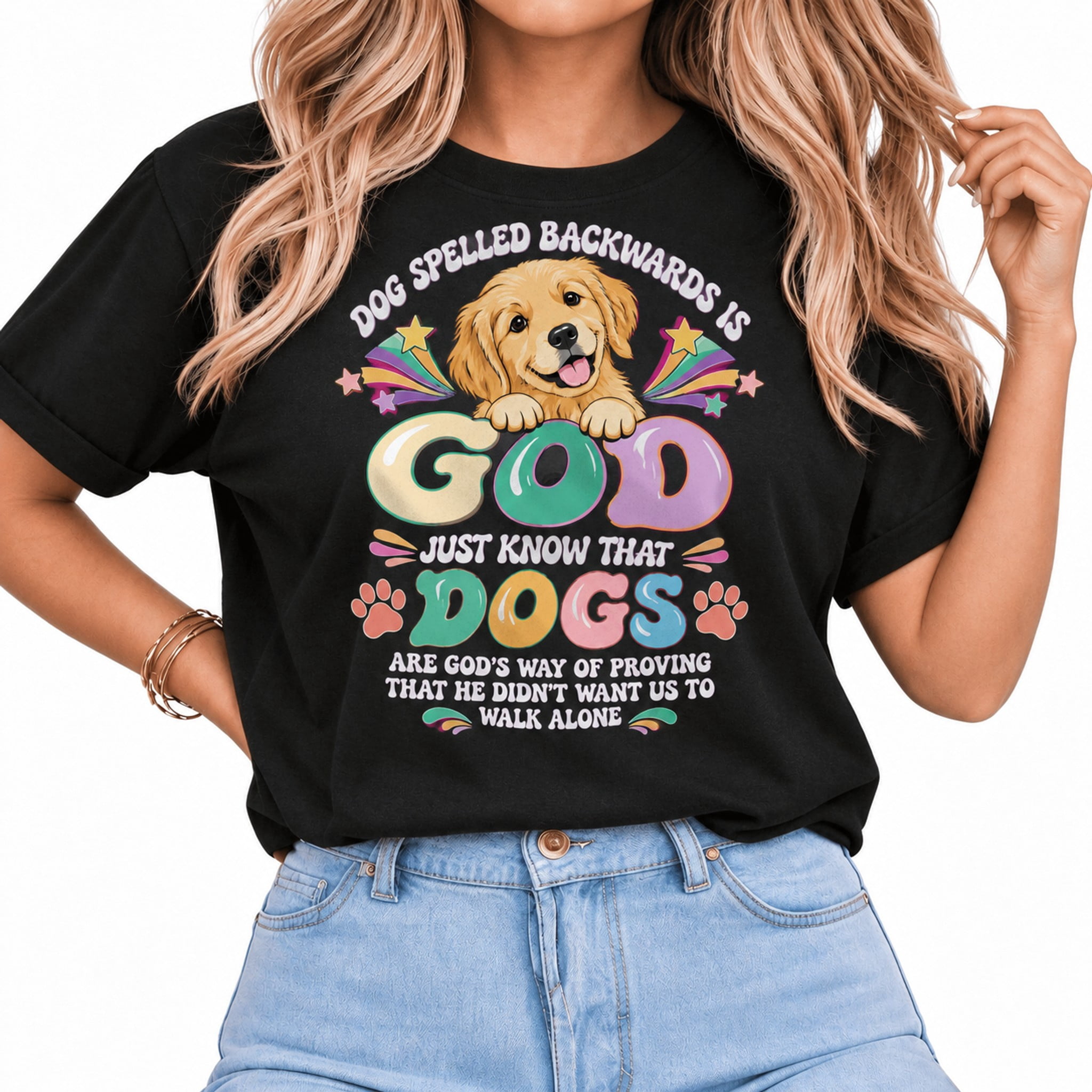Women's T Shirt with Dog Spelled Backwards Is God Graphic, Short ...