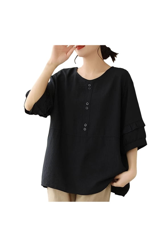Women's T-Shirts 2025 Women's Summer Style Loose Top for Flattering Fit to Hide Belly and Enhance Slimmer