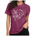 thumbnail image 1 of Women's T Shirts 2026 Summer Floral Dandelion Print Short Sleeved Crewneck Top Trendy Casual Stretch Loose Fit Basic Tees, 1 of 4