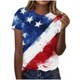 thumbnail image 1 of Women's T-Shirts 4th of July USA Patriotic 250 Anniversary Tees Crewneck Short Sleeve Sparkly Shiny Print Tee Tops, 1 of 6