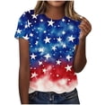 thumbnail image 1 of Women's T-Shirts 4th of July USA Patriotic 250 Anniversary Tees Crewneck Short Sleeve Sparkly Shiny Print Tee Tops, 1 of 6