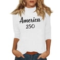 thumbnail image 1 of Women's T-Shirts America 250 Patriotic We The People Graphic Crew Neck 3/4 Sleeve Top, 1 of 2