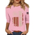 thumbnail image 1 of Women's T-Shirts America 250 Patriotic We The People Graphic Crew Neck 3/4 Sleeve Top, 1 of 3
