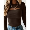thumbnail image 1 of Women's T-Shirts Autumn Korean Cut Out Long Sleeve Round-Neck Skinny Casual T-Shirts, 1 of 2
