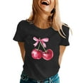 thumbnail image 1 of Women's T-Shirts Basic Tops Cherry Graphic Summer Short Sleeve Slim Fit Gift Clothes, 1 of 5