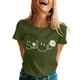 thumbnail image 1 of Women's T-Shirts Basic Tops Letter Daisy Flower Print Short Sleeve Summer Gift Clothes, 1 of 5