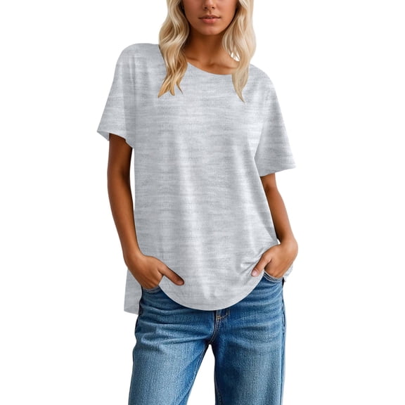 Women's T-Shirts Basic Tops Solid Color Soft Relaxed Fit Blouse Ladies 2025 Fall Outfits