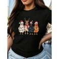 thumbnail image 1 of Women's T-Shirts Black Graphic Tees "Christmas Chickens & Reindeer" Holiday Humor Design Shirts S-5XL Casual Daily Tops, 1 of 5