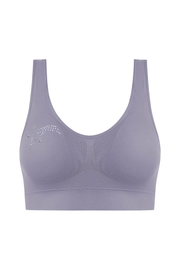 Women's T-Shirts Bras Plus Size Fashion Hot Drill Print Stretchy Comfy Everyday Sleep Bralettes Corset Underwear Gray 3X-Large