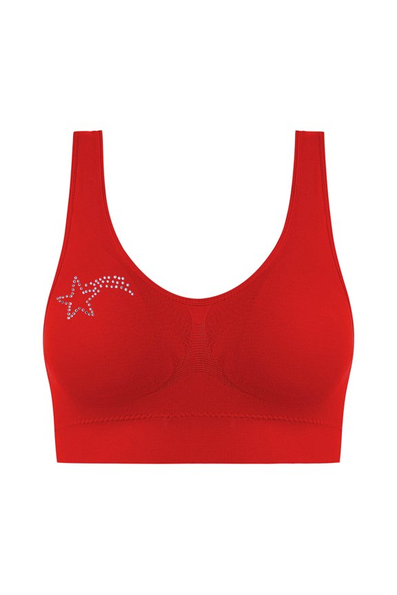 Women's T-Shirts Bras Plus Size Fashion Hot Drill Print Stretchy Comfy Everyday Sleep Bralettes Corset Underwear Red Large