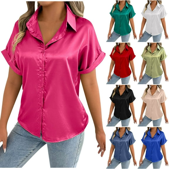 Women's T Shirts Casual Comfortable Short Sleeved ButtonTop Blouse Beach Vacation Clothes Travel Business Casual Outfits