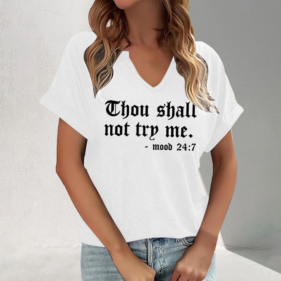 Women's T Shirts For Casual And Everyday Wear V Neck Short Sleeve Top With Trendy Letter And Graphic Designs Ideal For Layering In All Seasons Women Compression Shirts Womens Summer Shirts Loose Fit