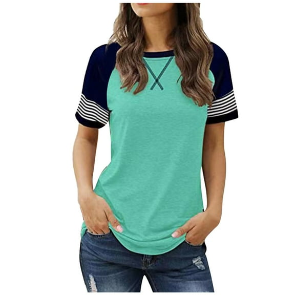 Women's T-Shirts Casual Fashion Printed Crew Neck Short Sleeve Pullover T Shirt for Everyday Wear and Stylish Outfits