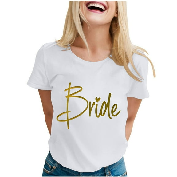 Women's T-Shirts Casual Letter Printed Round Neck Short Sleeve Tee Fashion Top for Everyday Wear