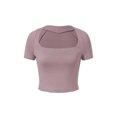 Women's TShirts Casual Plain Queen Anne Neckline Dusty Purple Short