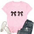 thumbnail image 1 of Women's T-Shirts Casual Round Neck Bow Print Stylish Tee Top for Everyday Wear, 1 of 3