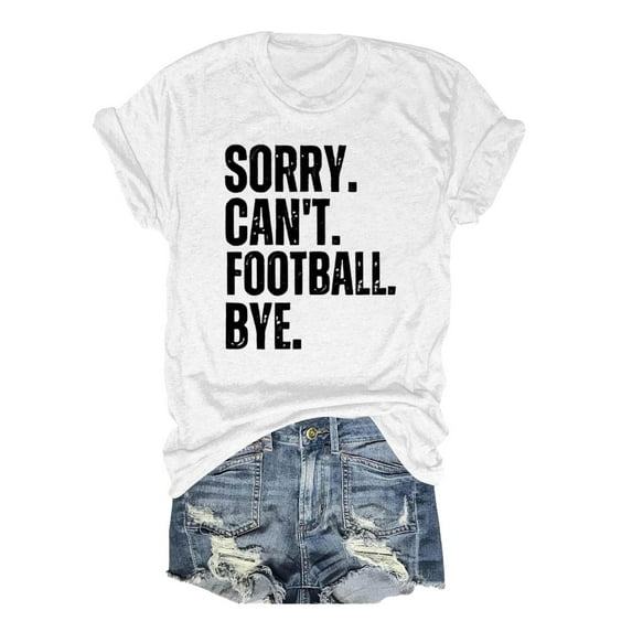 Women's T-Shirts Casual Rugby Print Crewneck Tee Loose Fit Short Sleeve Shirt for Everyday Wear and Style