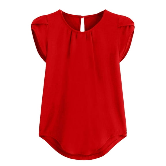 Women's T-Shirts Casual Summer Tops Fashion Short-sleeved Round Neck Blouse Solid Color Tee for Women