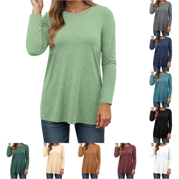 Women's T Shirts for Casual Wear Autumn and Winter Long Sleeve Tops with Round Neck Design for Everyday Comfort Women Long Sleeved T Shirts Ringer Tee Women Short Sleeve Shirts Casual under Scrub
