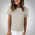 thumbnail image 1 of Women's T-Shirts Crew Neck Ladies Short Sleeve T Shirts Summer Tops Solid Color Tee Casual Cotton Tshirts White XXL, 1 of 7