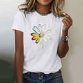 thumbnail image 1 of Women's T Shirts Clothes $5.00 Flower Black Fashionable Printed Short Sleeved T-shirt Top, 1 of 5