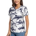 thumbnail image 1 of Women's T-Shirts Collection shark T-Shirts V-Neck Short Sleeve Casual Basic Fit Tee Tops Blouse, 1 of 6
