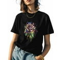 thumbnail image 1 of Women's T-Shirts, Colorful Flower Rose Paint Art Cotton Crewneck Tee Short Sleeve Casual Tops Loose Graphic T-Shirt Black, XL, 1 of 7