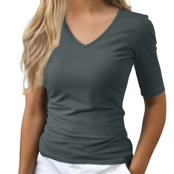 Women's T-Shirts! Comdrip Women's Short Sleeve Boat Neck Shirts Ruched Side Slim Fit Basic Casual T Shirts Summer Casual Tee Tops T Shirts for Women B XL