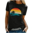thumbnail image 1 of Women's T-Shirts Crew Neck Ladies Short Sleeve T Shirts Summer Tops Graphic Printed Tee Casual Cotton T shirts Black XL, 1 of 3