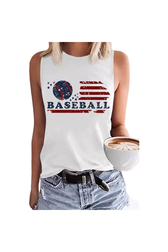 Women's T Shirts Custom Print Crew Neck Sleeveless Tank Tops for Everyday Wear Womens Tees White L