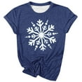 thumbnail image 1 of Women's T-Shirts Cute Christmas Snowflake Print Round Neck Short Sleeve T Shirt for Festive Holiday Cheer, 1 of 3