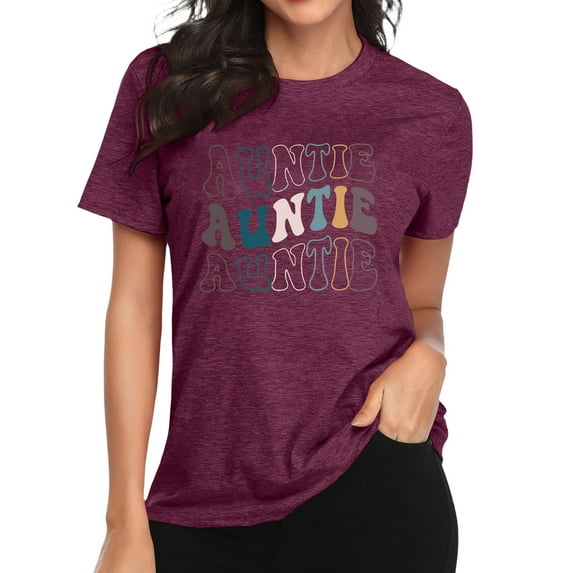 Women's T-Shirts Cute Heart Print Casual Short Sleeve Tee Comfortable Soft Fabric Stylish Aunt Tops Summer Shirt